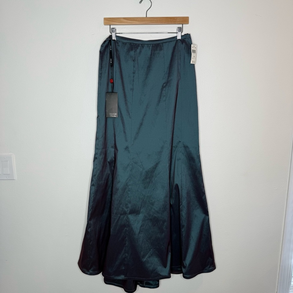 New Tadashi Collection Mermaid A-Line Maxi Length Skirt blue purple iridescent